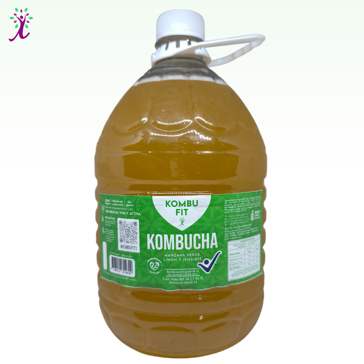 Kombucha manzana verde, limón, jengibre