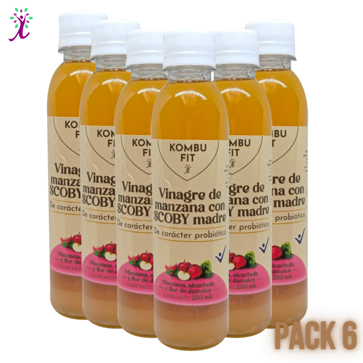 Vinagre de sidra de manzana con SCOBY madre, alcachofa y flor de jamaica