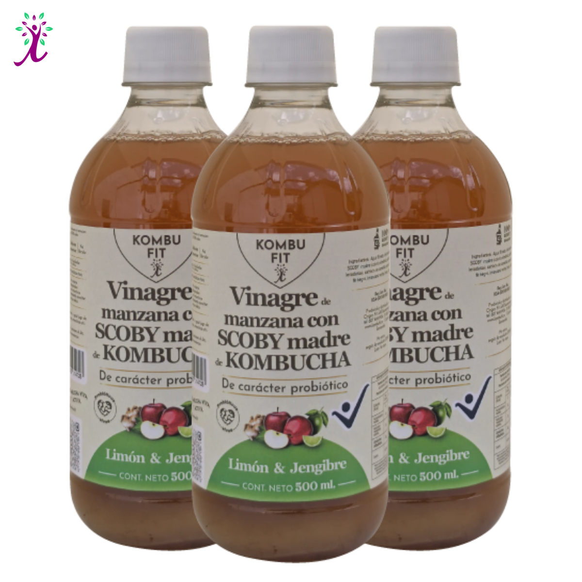 Vinagre de sidra de manzana con SCOBY madre, limón y jengibre